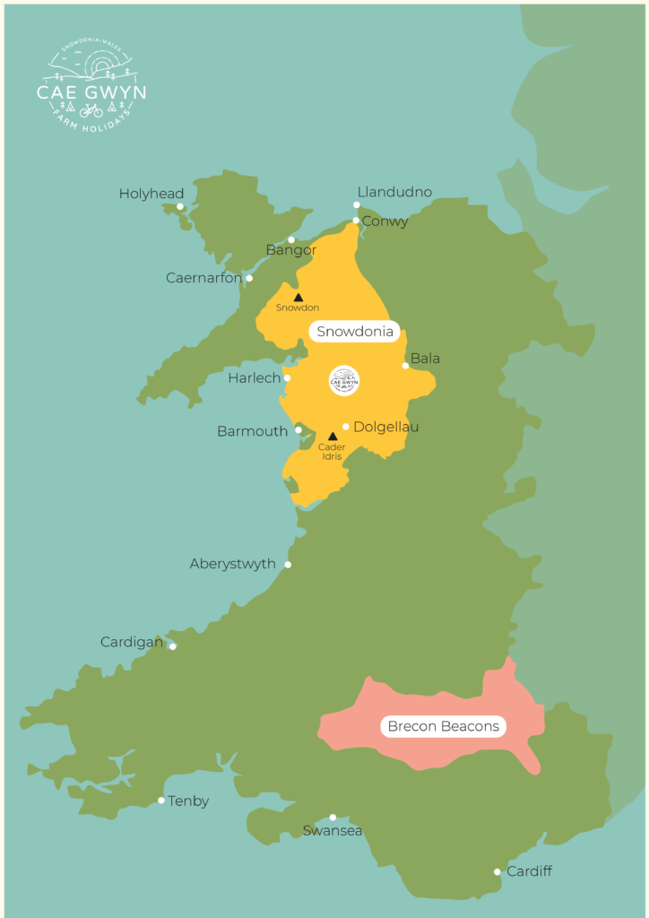 Cae Gwyn Farm Holidays - Map of Wales