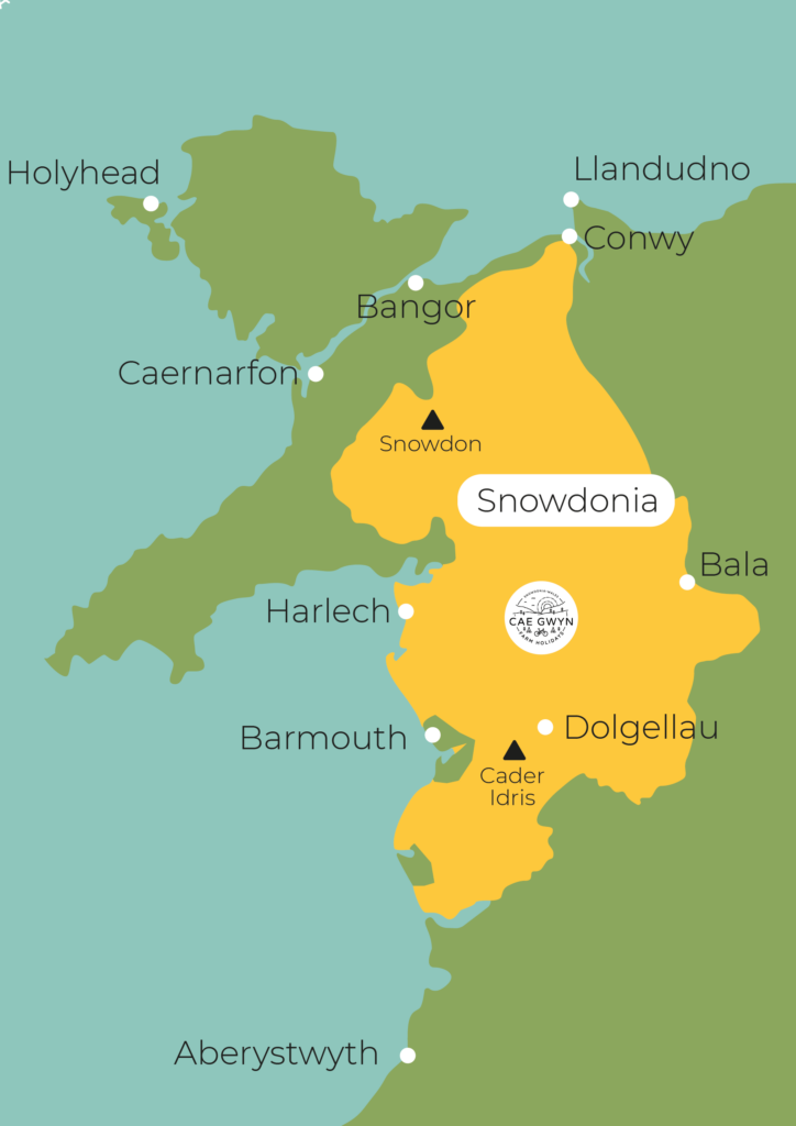 Cae Gwyn Farm Holidays - Map of Snowdonia